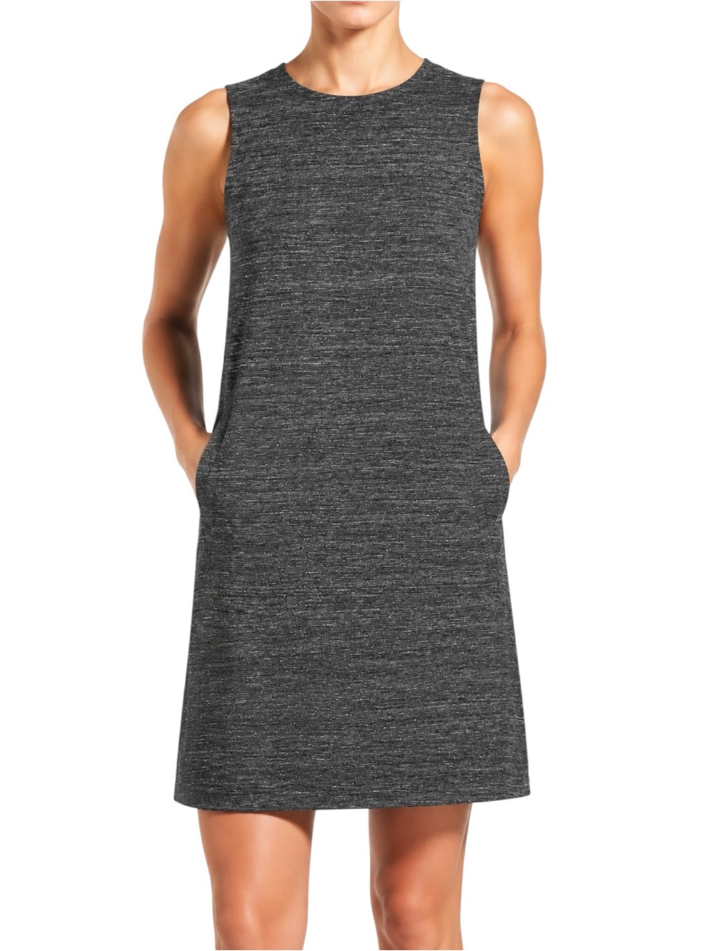 EILEEN FISHER Gray Textured Knit Sleeveless Shift Dress XS